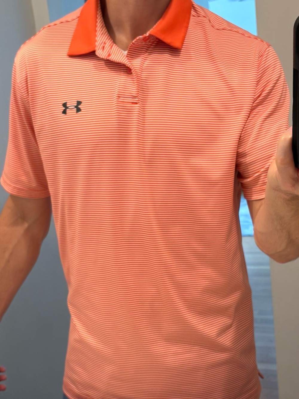 Under Armour Stripe Polo with Orange Collar